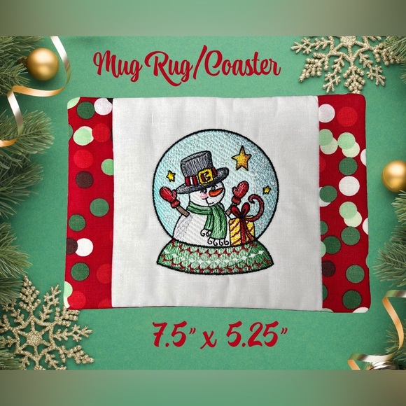 Hand Crafted Mug Rug Coaster Embroidered Cotton Fabric Padded Absorbs Liquid - Picture 4 of 5